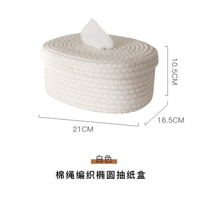 Hand-Woven Cotton Rope Tissue Box Cover-2 Colors