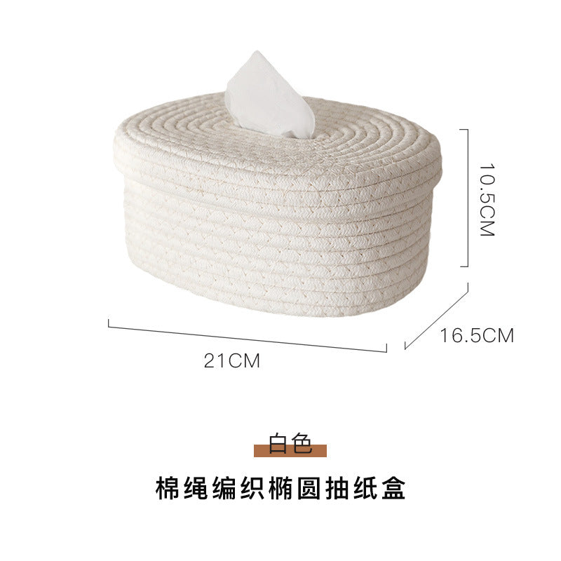 Hand-Woven Cotton Rope Tissue Box Cover-2 Colors