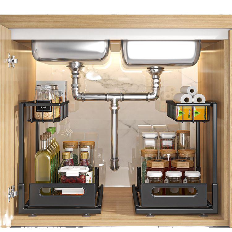 2-Tier Under Sink Organizer and Storage– Heavy-Duty Metal Kitchen & Bathroom Countertop Storage Rack