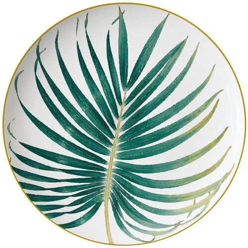 Set of 4 Piece-Green Plant Leaf Ceramic Dinner Plate Set for Home Dinnerware