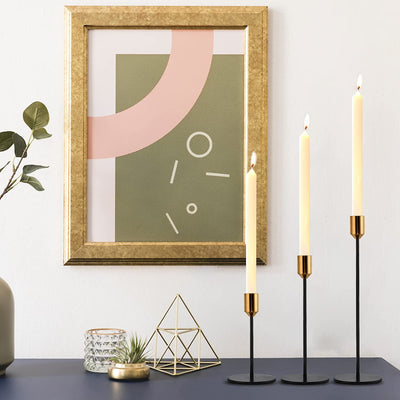 Modern Nordic Taper Candle Holder Set – Matte Black & Gold