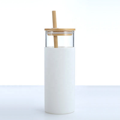 500 ml Eco-Glass Tumblers with Bamboo Lids & Straws-Available in 4 Colors