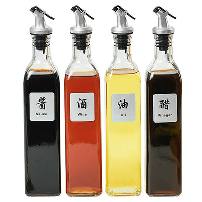 Set of 4 Pieces 500ml Household Kitchen Glass Oil Pot