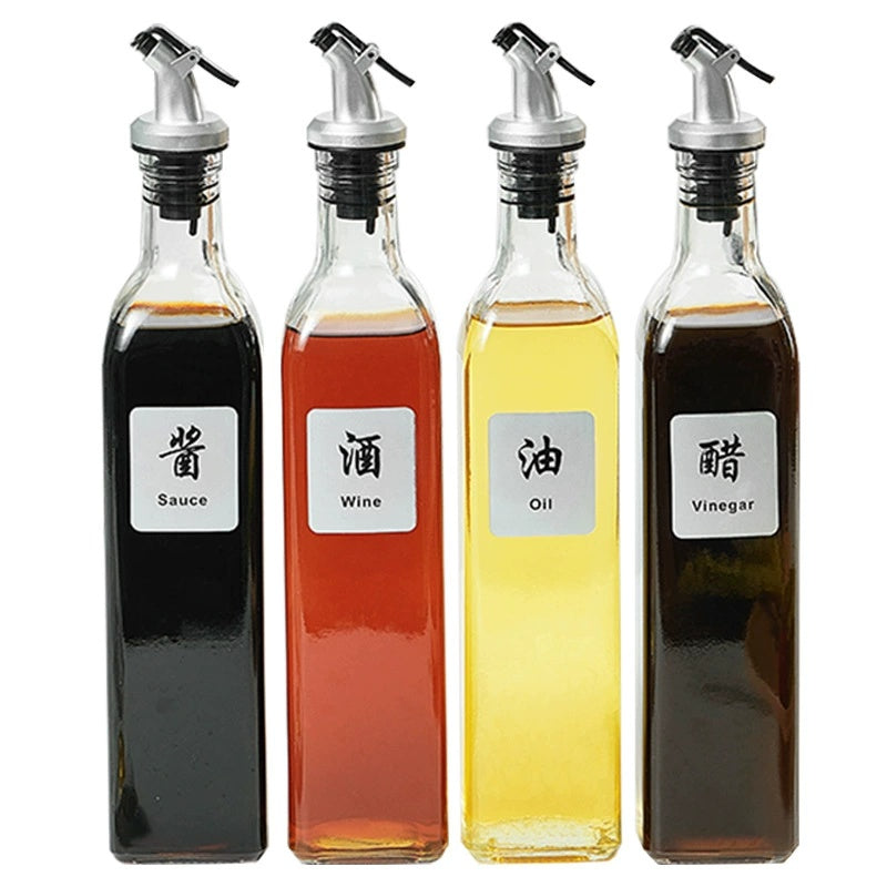 Set of 4 Pieces 500ml Household Kitchen Glass Oil Pot