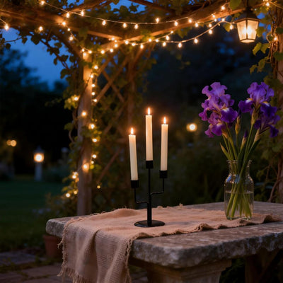 Contemporary Nordic 3-Stem Candelabra – Matte Black