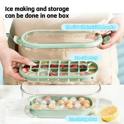 Easy-Release Silicone Ice Cube Tray & Storage Bin Set