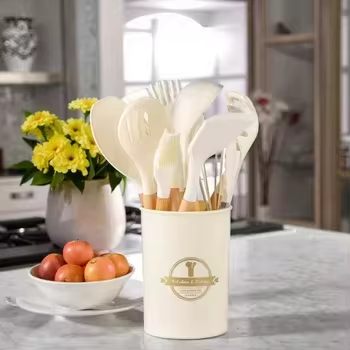 Premium 12-Piece Silicone Kitchen Utensil Set with Storage Canister