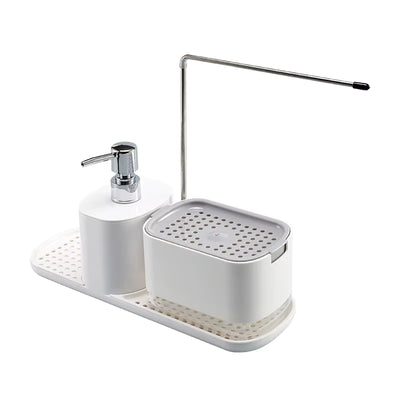 Kitchen Sink Countertop Organizer Rack with Sponge Holder and Soap Dispenser