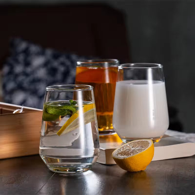 Set of 6-370ml Clear Water Beverage Glass Cup