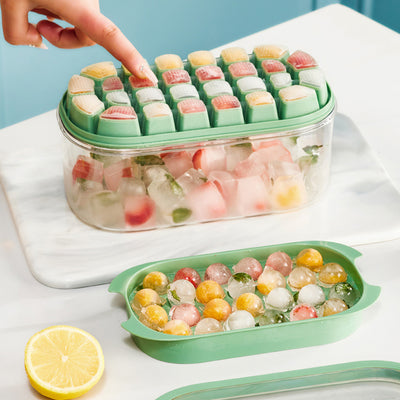 Easy-Release Silicone Ice Cube Tray & Storage Bin Set