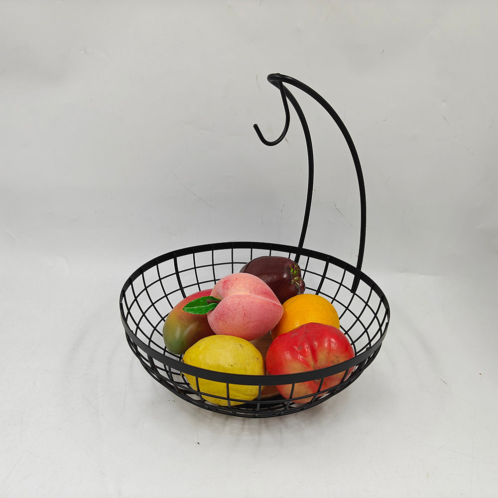 Modern Wire Fruit Bowl with Integrated Banana Hanger