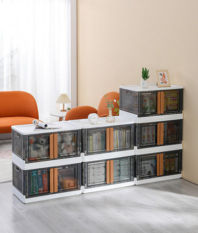 Multi-Tier Collapsible Storage Organizer Bins with Front Double Doors-1 Piece