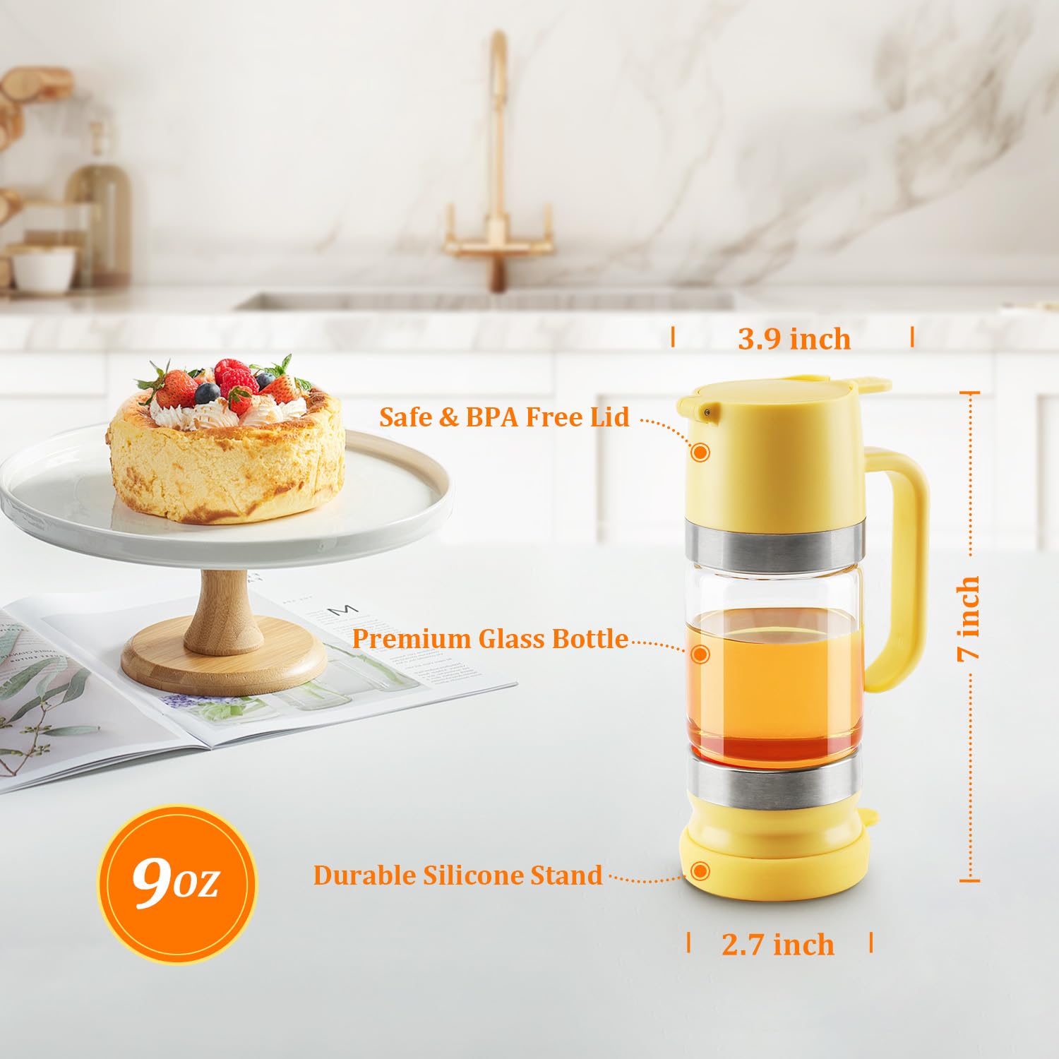 260ML No-Drip Honey Dispenser – Handheld Syrup & Honey Pourer with Easy Squeeze Handle