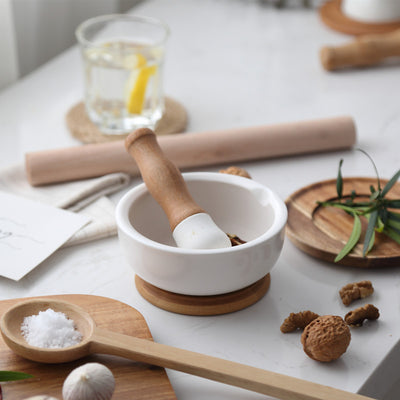 Bamboo Mortar and Pestle Set