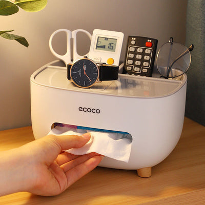 Multi-Functional Desktop Tissue Box & Bedside Organizer