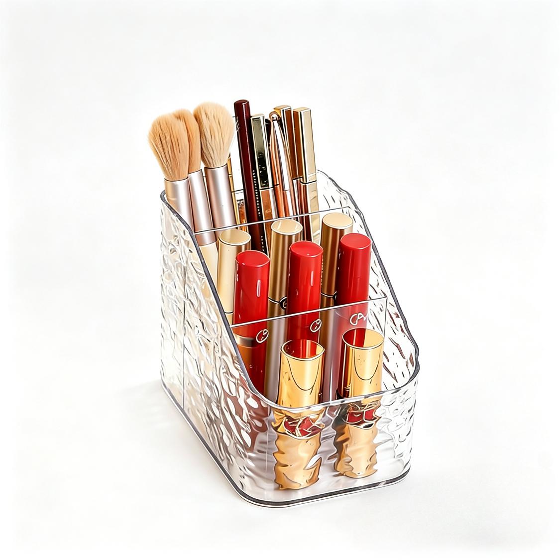 Ripple-Glass 3-Compartment Cosmetic Organizer
