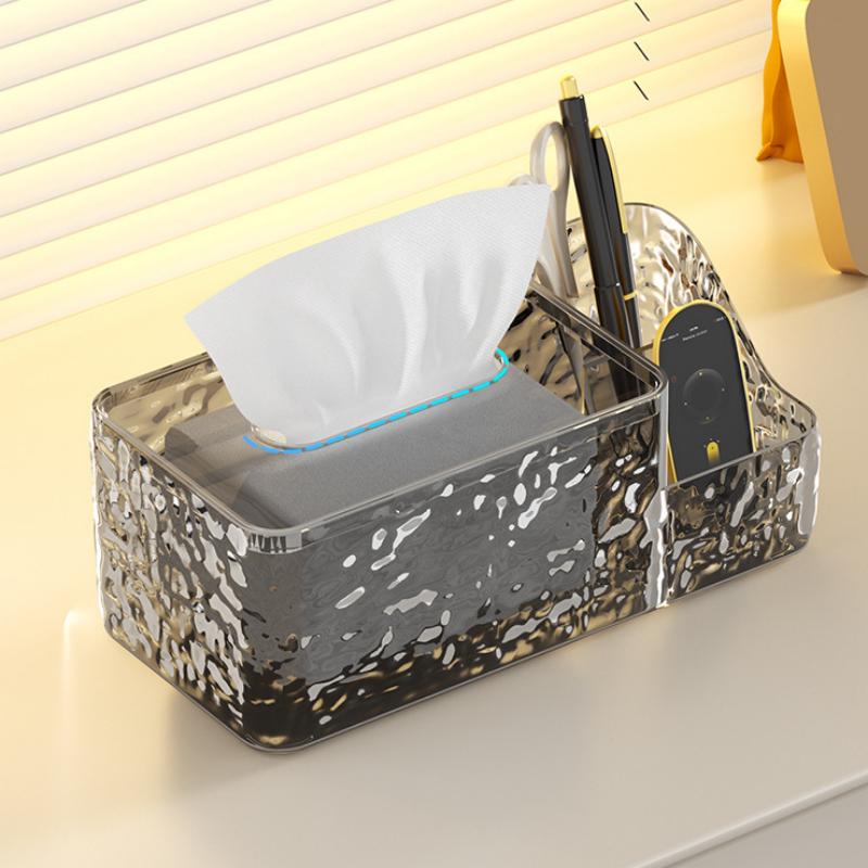 Pattern Plastic Folding Storage Box with Tissue Box-Available in 2 colors