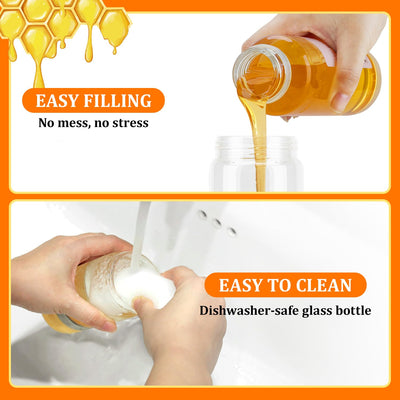260ML No-Drip Honey Dispenser – Handheld Syrup & Honey Pourer with Easy Squeeze Handle