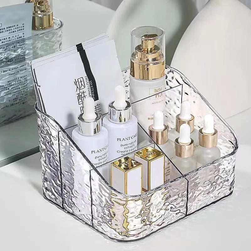 Ripple-Glass 3-Compartment Vanity Organizer