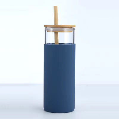 500 ml Eco-Glass Tumblers with Bamboo Lids & Straws-Available in 4 Colors