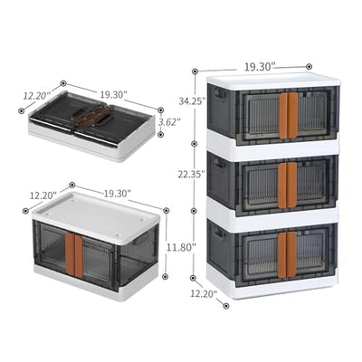 Multi-Tier Collapsible Storage Organizer Bins with Front Double Doors-1 Piece