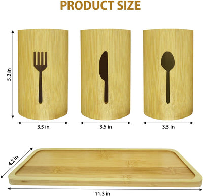 Bamboo Cutlery Holder Caddy Organizer