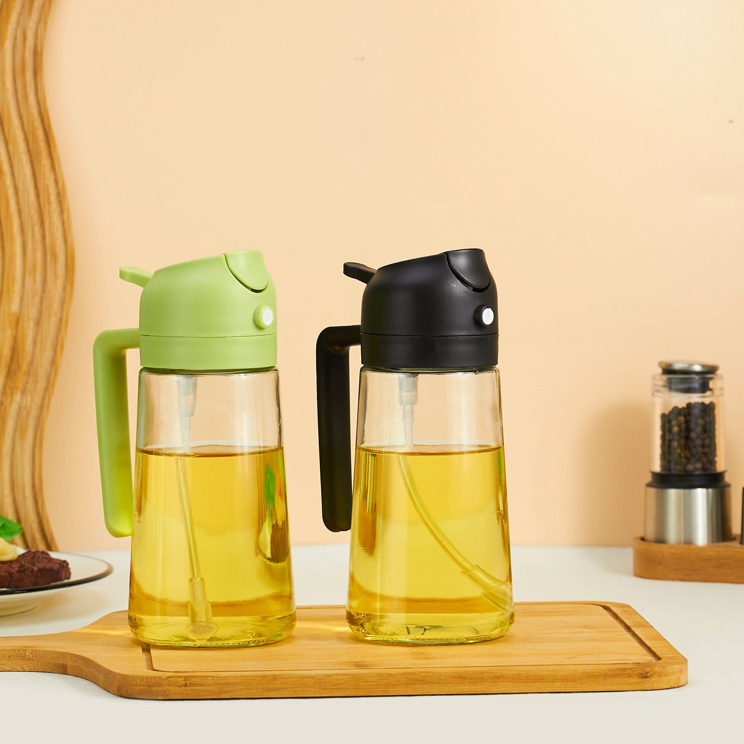 Dispenser and Sprayer Oil Bottle 470ml 2 in 1 Glass Oil Spray Bottle for Cooking
