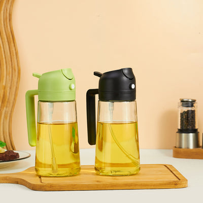 Dispenser and Sprayer Oil Bottle 470ml 2 in 1 Glass Oil Spray Bottle for Cooking