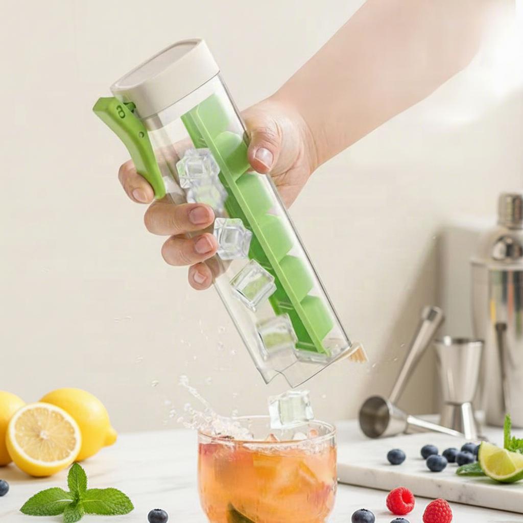 2-in-1 Portable Ice Cube Maker Kettle & Dispenser Bottle