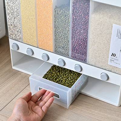 6 Grids Large Grain Cereal Container Food Dispenser Kitchen Pantry