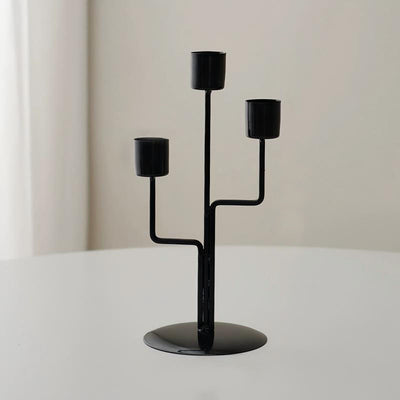 Contemporary Nordic 3-Stem Candelabra – Matte Black