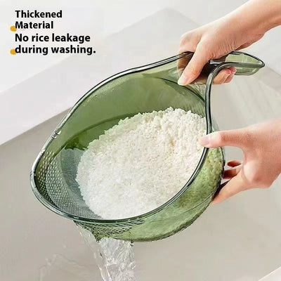 Transparent Rice Washing and Straining Bowl