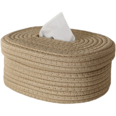 Hand-Woven Cotton Rope Tissue Box Cover-2 Colors