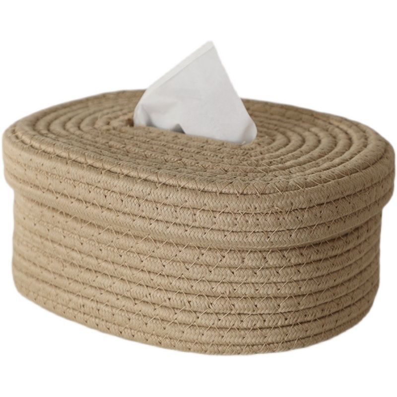 Hand-Woven Cotton Rope Tissue Box Cover-2 Colors
