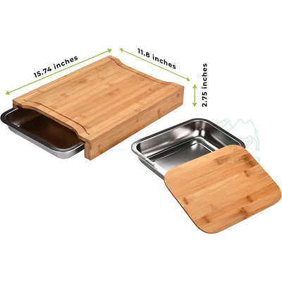 Bamboo Cutting Board Stainless Steel Storage Box
