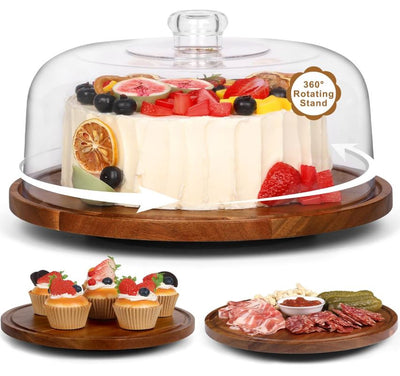Premium Acacia Wood Cake Stand & Multifunctional Charcuterie Board