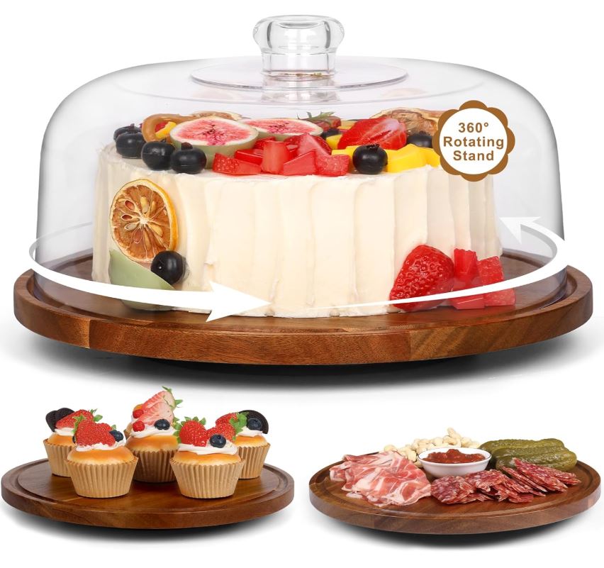 Premium Acacia Wood Cake Stand & Multifunctional Charcuterie Board
