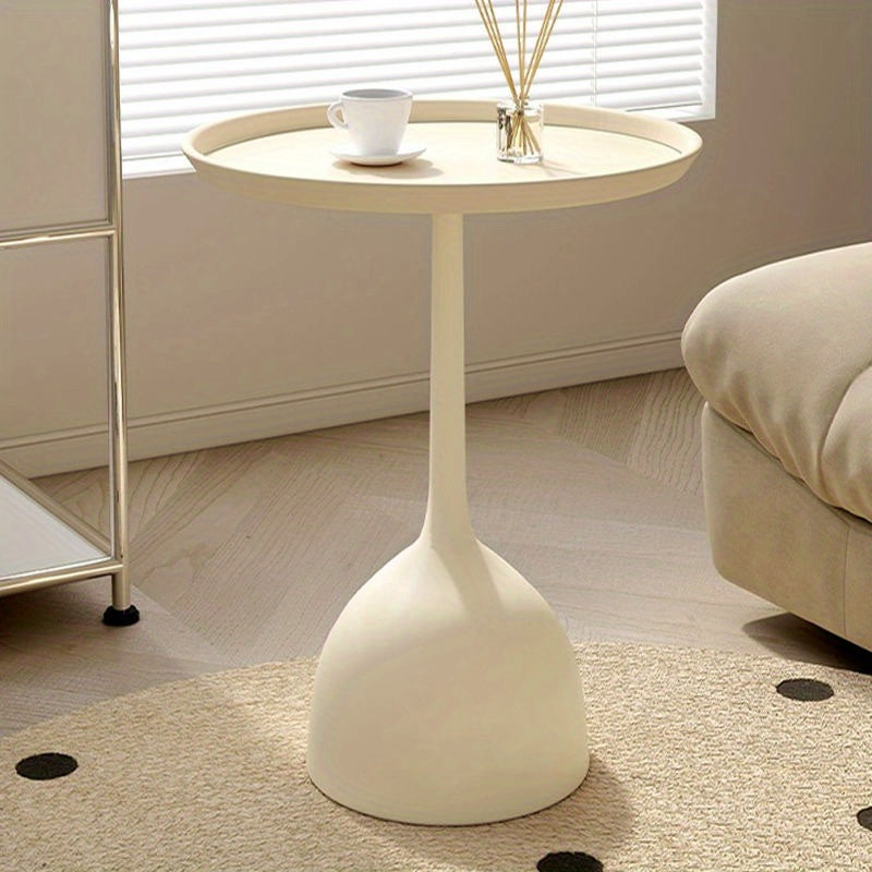 white metal round side coffee table