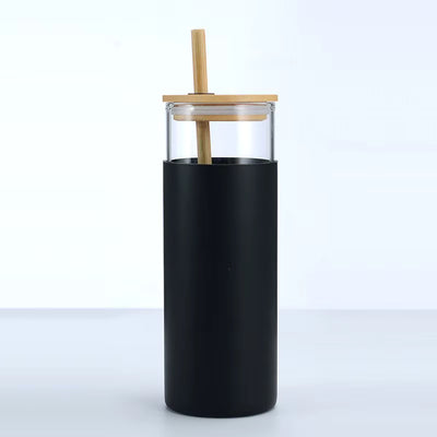 500 ml Eco-Glass Tumblers with Bamboo Lids & Straws-Available in 4 Colors