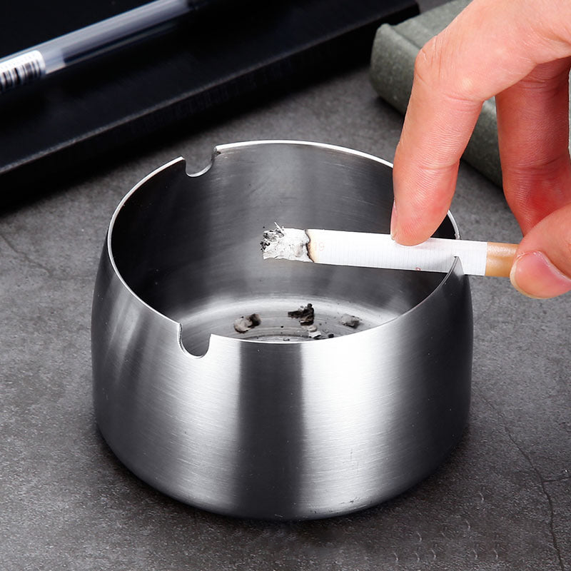 Silver Round Stainless Steel Ashtray Cigar