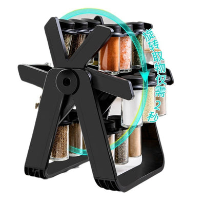 18 pieces Rotating Kitchen Seasoning Jar Set Organizer