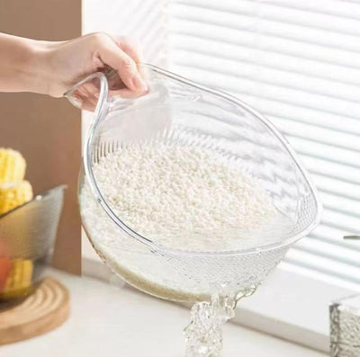Transparent Rice Washing and Straining Bowl