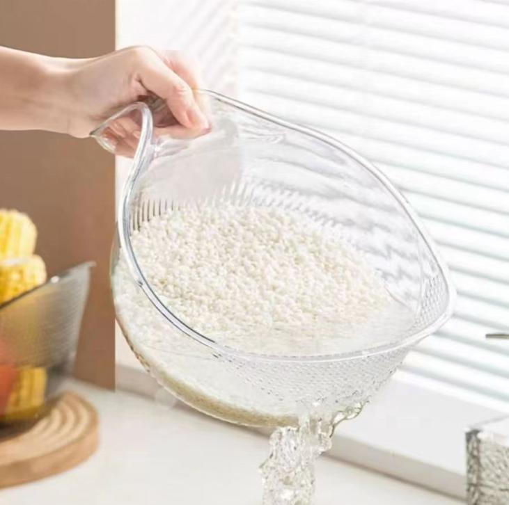 Transparent Rice Washing and Straining Bowl