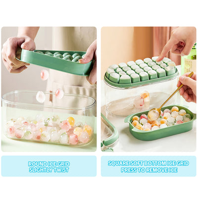 Easy-Release Silicone Ice Cube Tray & Storage Bin Set