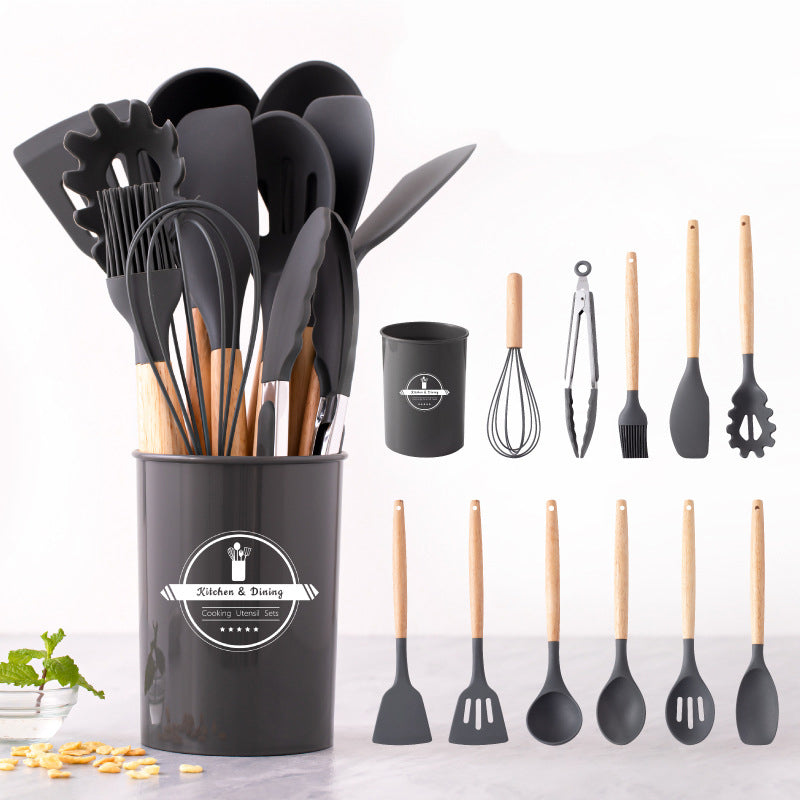 Premium 12-Piece Silicone Kitchen Utensil Set with Storage Canister
