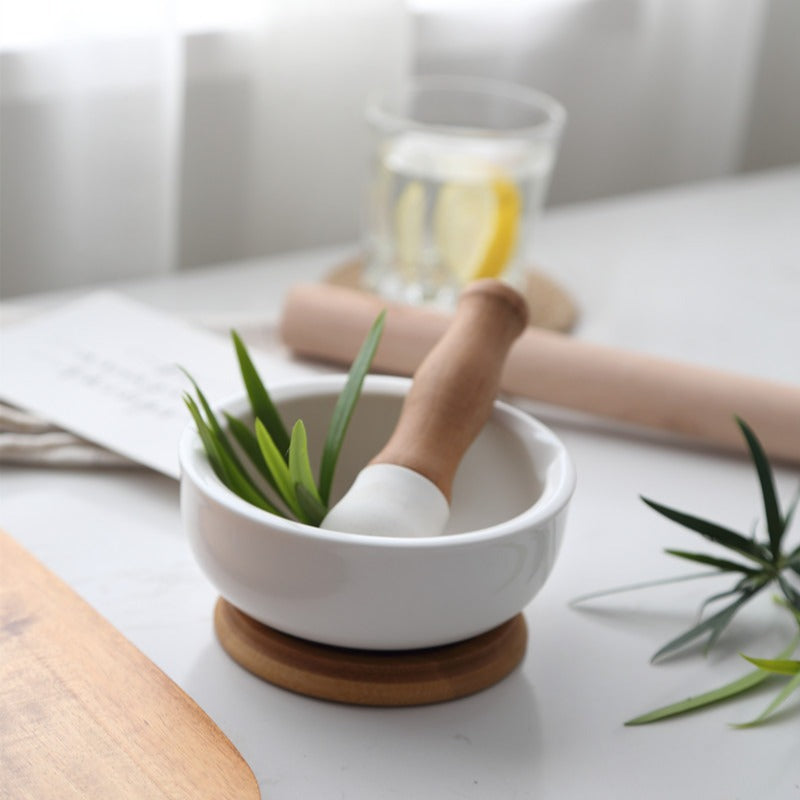 Bamboo Mortar and Pestle Set