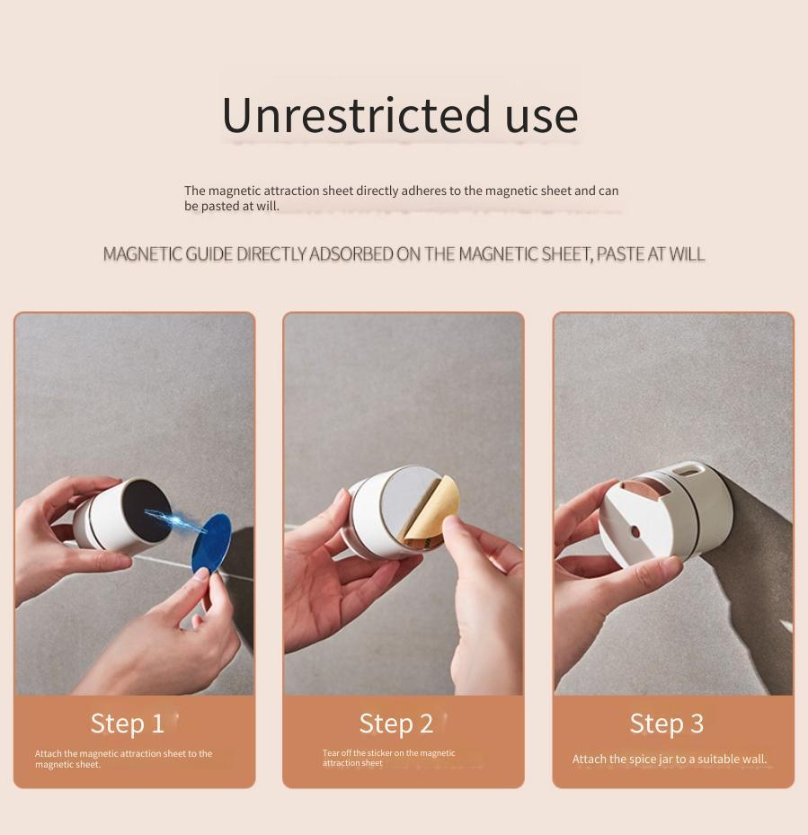 6 Pcs Spice Jars Magnetic Suction