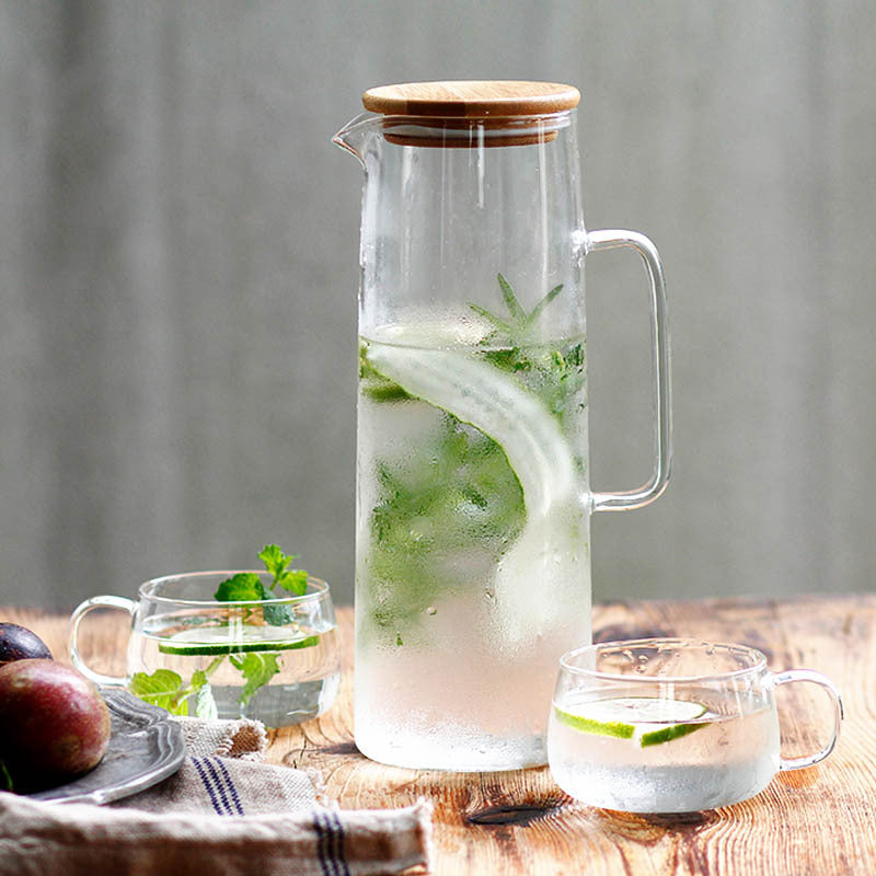 1200ML Borosilicate Glass Infusion Pitcher with Bamboo Lid