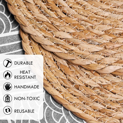 38cm Handmade Woven Round Placemat Heat Resistant for Dining Table-1 Piece