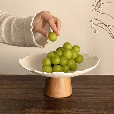 Modern Ceramic Pedestal Fruit Bowl – Matte White